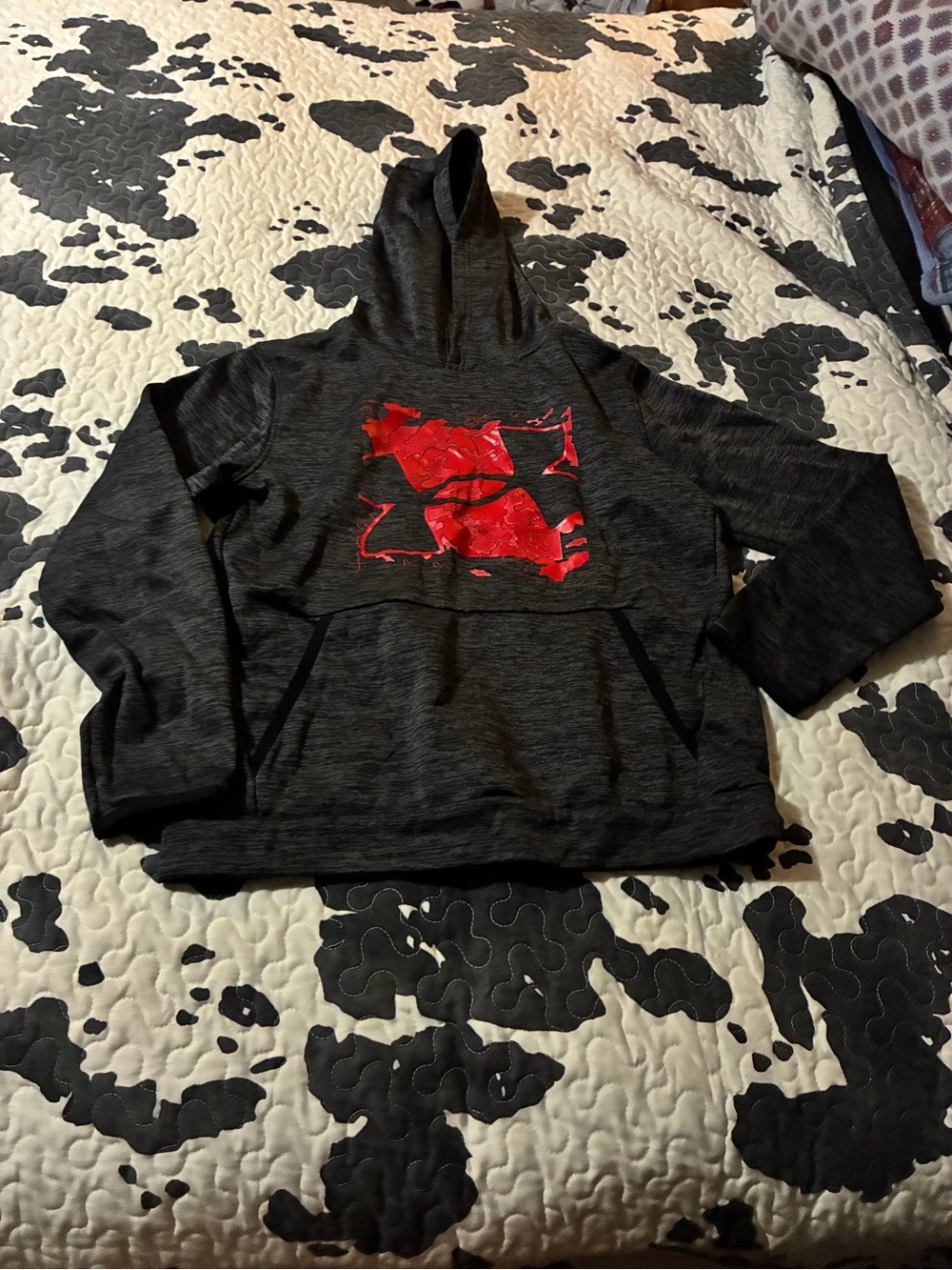 Kids Charcoal Hoodie Sweatshirt with Red Graphic